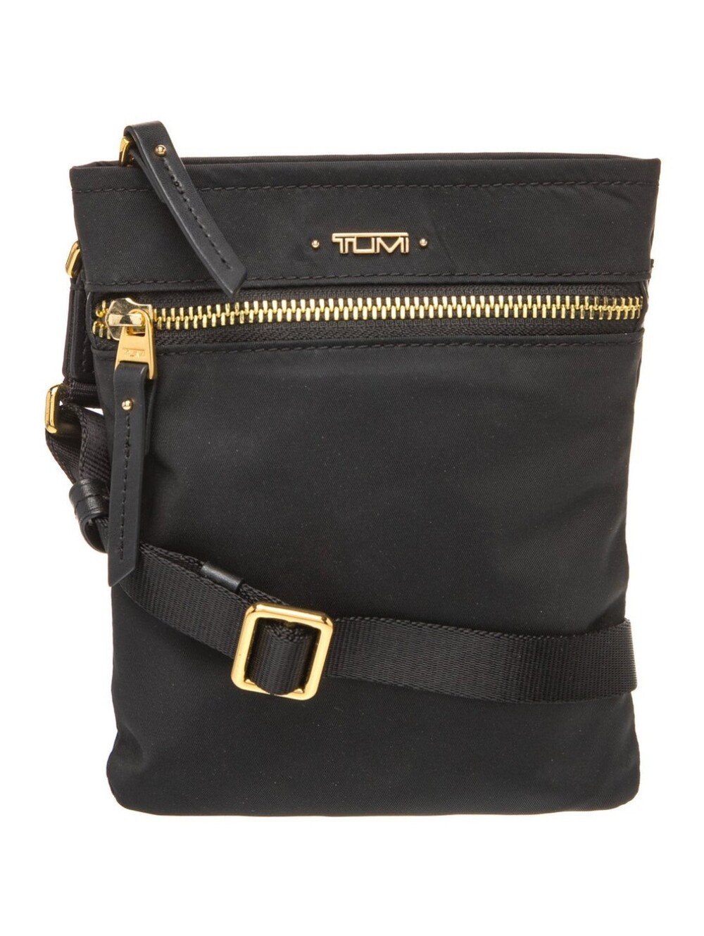 Tumi Black Nylon Crossbody Bag with Gold Hardware